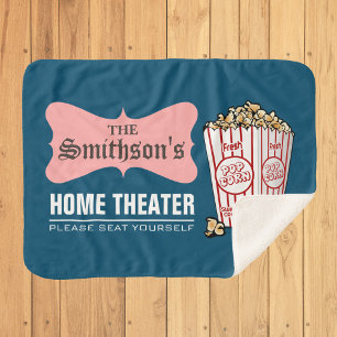 Retro Persoonlijke familienaam thuisbioscoop Sherpa Deken