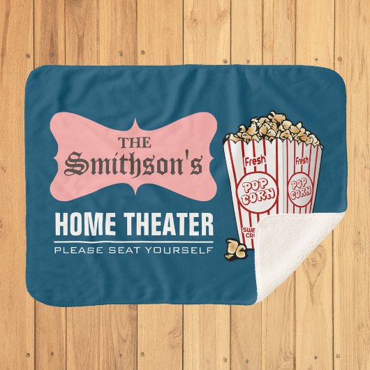 Retro Persoonlijke familienaam thuisbioscoop Sherpa Deken