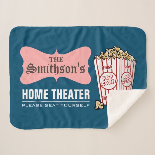 Retro Persoonlijke familienaam thuisbioscoop Sherpa Deken (Voorkant (horizontaal))
