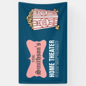 Retro Persoonlijke familienaam thuisbioscoop Spandoek (Verticaal)