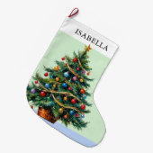 Retro Persoonlijke Festive Kerstboom Grote Kerstsok (Voorkant (Hangend))