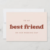 Retro perzik Aan mijn beste vriendin op haar trouw Kaart (Voorkant)