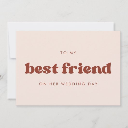 Retro perzik Aan mijn beste vriendin op haar trouw Kaart (Voorkant)