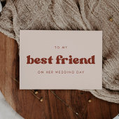 Retro perzik Aan mijn beste vriendin op haar trouw Kaart