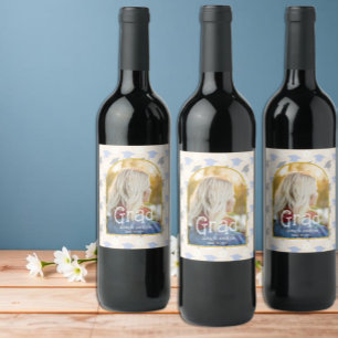 Retro Perzik Afstudeeraankondiging Wijn Etiket