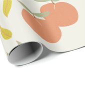 Retro perzik & blad patroon cadeaupapier (Rol Hoek)