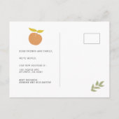 Retro Perzik & Bladpatroon Roze Bewegen Aankondigingskaart (Achterkant)