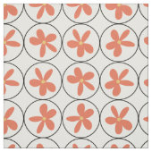 Retro Perzik Bloemtegel - Kamgaren Stof (Swatch)