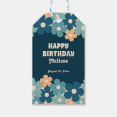 Retro Perzik Donkergroene Boho Bloem 40e Verjaarda Cadeaulabel (Voorkant)