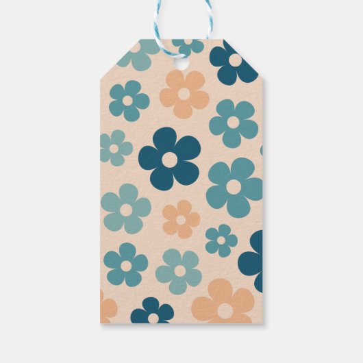 Retro Perzik Donkergroene Boho Bloem 40e Verjaarda Cadeaulabel (Achterkant)