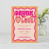 Retro Perzik Dronken van Liefde Bachelorette Weeke Kaart (Staand voorkant)