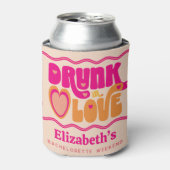 Retro Perzik Dronken van Love Bachelorette Weekend Blikjeskoeler (Blikje Voorkant)