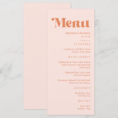 Retro Perzik en Crème Bruiloft Menu (Voorkant / Achterkant)