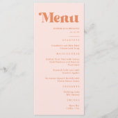 Retro perzik en crème bruiloft menu (Voorkant)