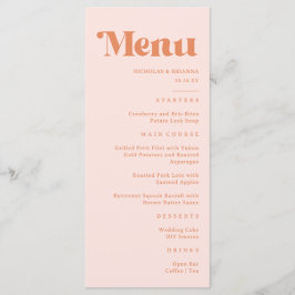 Retro Perzik en Crème Bruiloft Menu