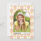 Retro perzik en gele bloemen 70s Afstuderen Kaart (Achterkant)