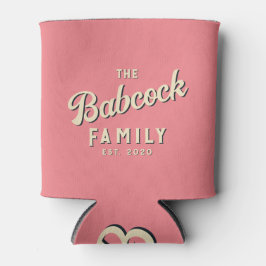 Retro Perzik Familienaam & Jaar uit het midden van Blikjeskoeler