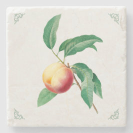 Retro Perzik Fruit Illustratie Stenen Onderzetter