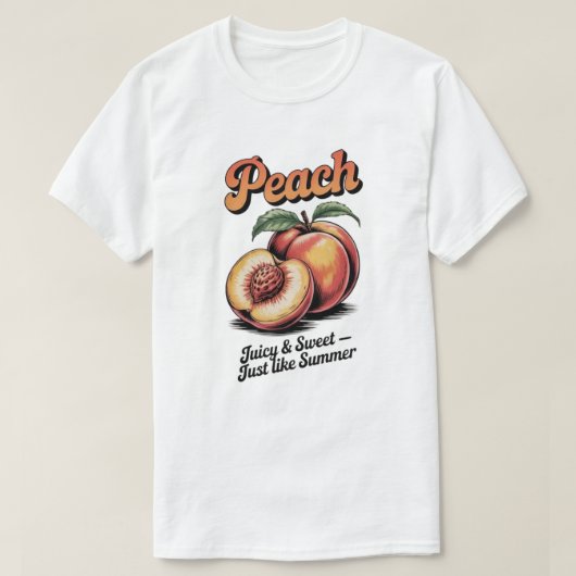 Retro Perzik Fruit Illustratie T-shirt (Design voorkant)