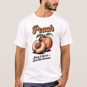 Retro Perzik  Fruit Illustratie T-shirt