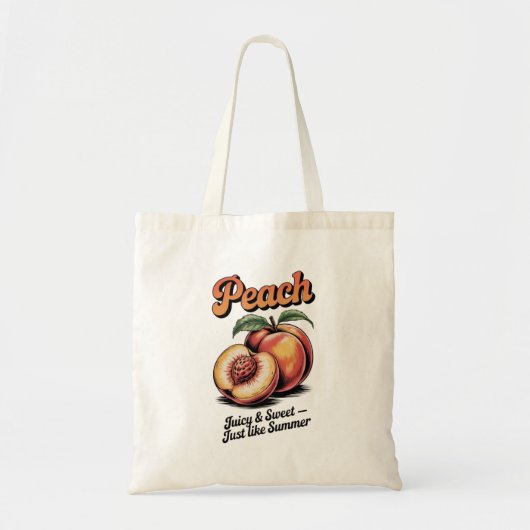 Retro Perzik Fruit Illustratie Tote Bag (Voorkant)