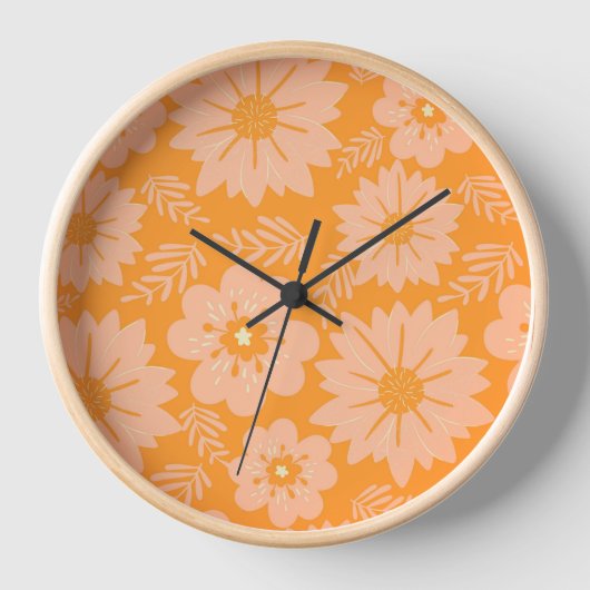 Retro  Perzik Fuzz Oranje Bloempatroon (Voorkant)