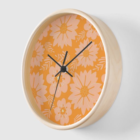 Retro  Perzik Fuzz Oranje Bloempatroon (Hoek)