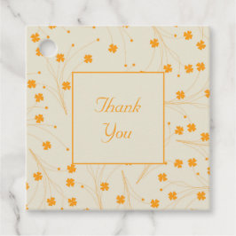 Retro  Perzik Fuzz Oranje Bloempatroon Bedankjes Labels