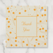 Retro  Perzik Fuzz Oranje Bloempatroon Bedankjes Labels (Achterkant)