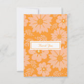 Retro  Perzik Fuzz Oranje Bloempatroon Bedankkaart (Achterkant)
