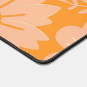 Retro  Perzik Fuzz Oranje Bloempatroon Bureaumat (Hoek)