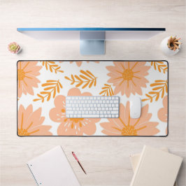 Retro Perzik Fuzz Oranje Bloempatroon Bureaumat