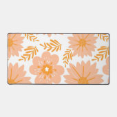 Retro  Perzik Fuzz Oranje Bloempatroon Bureaumat (Voorkant)