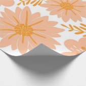 Retro Perzik Fuzz Oranje Bloempatroon Cadeaupapier (Hoek)