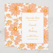 Retro  Perzik Fuzz Oranje Bloempatroon Kaart (Voorkant / Achterkant)