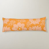 Retro  Perzik Fuzz Oranje Bloempatroon Lichaamskussen (Achterkant)