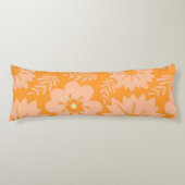 Retro  Perzik Fuzz Oranje Bloempatroon Lichaamskussen (Voorkant)