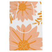 Retro  Perzik Fuzz Oranje Bloempatroon Medium Cadeauzakje (Voorkant)