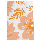 Retro  Perzik Fuzz Oranje Bloempatroon Medium Cadeauzakje (Achterkant)