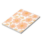 Retro  Perzik Fuzz Oranje Bloempatroon Notitieblok (Linkerzijde)
