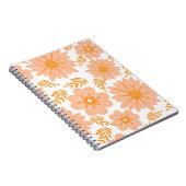 Retro  Perzik Fuzz Oranje Bloempatroon Notitieboek (Rechterzijde)