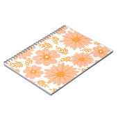 Retro  Perzik Fuzz Oranje Bloempatroon Notitieboek (Linkerzijde)