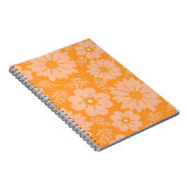 Retro  Perzik Fuzz Oranje Bloempatroon Notitieboek (Rechterzijde)