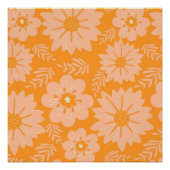 Retro Perzik Fuzz Oranje Bloempatroon Perfect Poster (Voorkant)