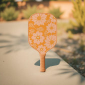 Retro  Perzik Fuzz Oranje Bloempatroon Pickleball Paddle