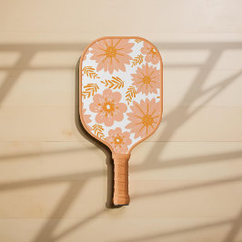 Retro  Perzik Fuzz Oranje Bloempatroon Pickleball Paddle