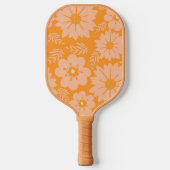 Retro  Perzik Fuzz Oranje Bloempatroon Pickleball Paddle (Voorkant)