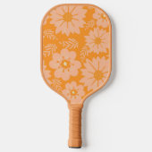 Retro  Perzik Fuzz Oranje Bloempatroon Pickleball Paddle (Achterkant)