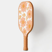 Retro  Perzik Fuzz Oranje Bloempatroon Pickleball Paddle (Links)
