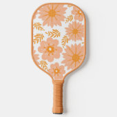 Retro  Perzik Fuzz Oranje Bloempatroon Pickleball Paddle (Achterkant)